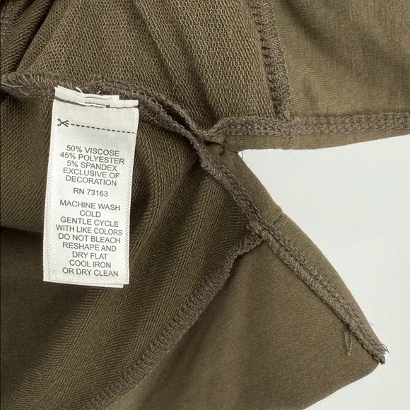 Cable & Gauge Olive Green Lace-Up Hooded Top XL Boho Long Sleeve - Picture 3 of 4